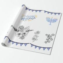 Esfregando Papel Hanukkah minimalista moderno