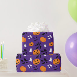 Papel De Presente Esfregões de abóboras do Halloween morcegos divert