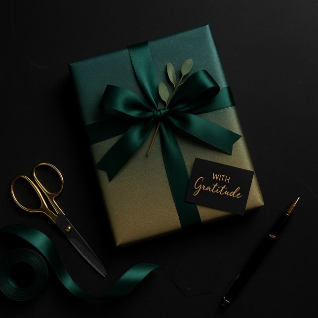 Papel De Presente Esmeralda para Ombre Shimmer Dourado (Criador carregado)