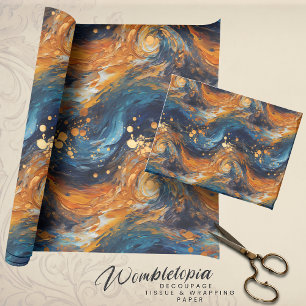 Papel De Presente Espaço Parecido Azul E Abstrato Dourado Moderno