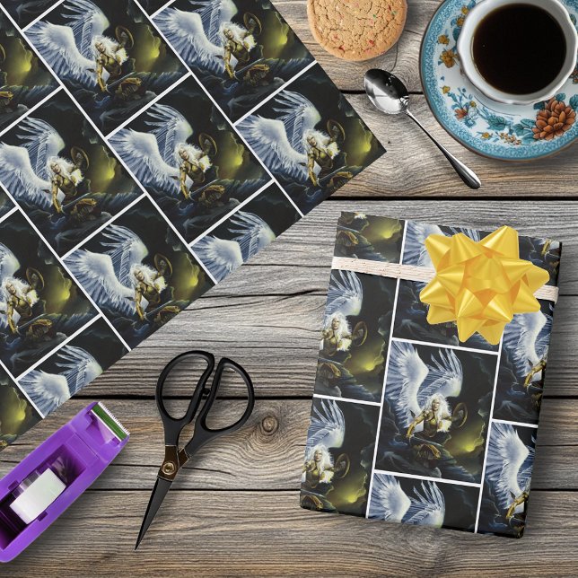 Papel De Presente Espada de Anjo Guerreiro de Fantasia Feroz (Criador carregado)