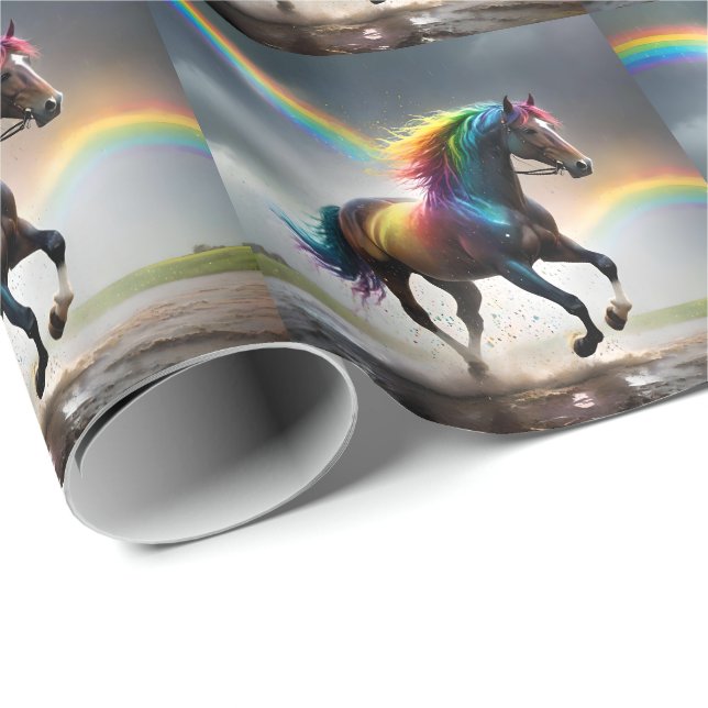 Papel De Presente Espectro de Graça: Cavalo Arco-íris Sob Arco-íris (Ponta do rolo)