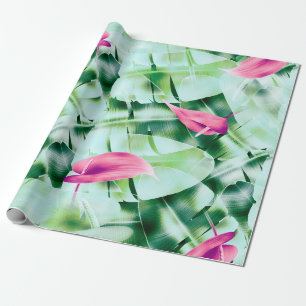 Papel De Presente Espelho das folhas tropicais sem costura, retrato