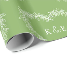 Papel De Presente Espelho de arte por linha emblemoda, branco verde
