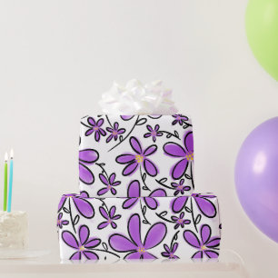 Papel De Presente Espelho de flores roxas
