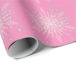 Papel De Presente Espelho de neve, diamante rosa, brilho elegante in