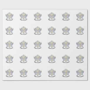 Papel De Presente Esperança em Cristo Pombo Cruz Design Cristão Vint