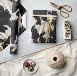 Papel De Presente Espinho Dourado branco preto