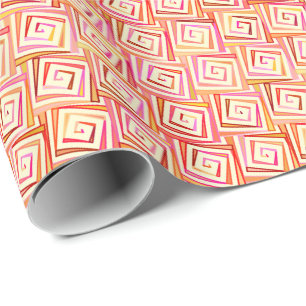 Papel De Presente Espirais quadradas modernas do meio século - mult