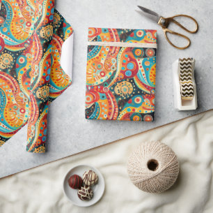 Papel De Presente Espirais vibrantes e Design geométrico a negrito