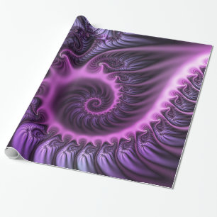 Papel De Presente Espiral De Arte Fractal, Roxal, Rosa-Legal, vívida