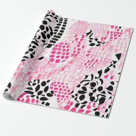 Papel De Presente Espírito da tribo: rosa, preto e branco