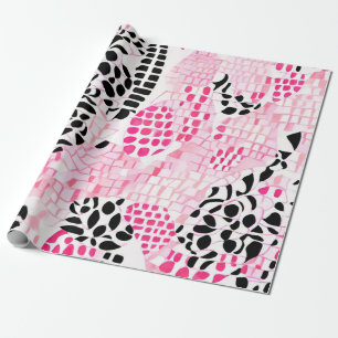 Papel De Presente Espírito da tribo: rosa, preto e branco