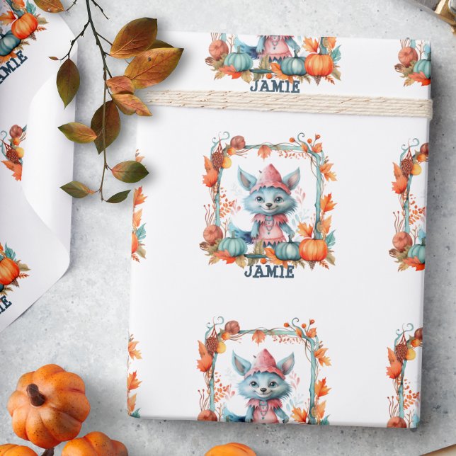 Papel De Presente Espírito Fantasmagórico da Raposa no Halloween do  (Criador carregado)