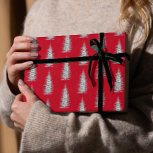 Papel De Presente Espiro minimalista vermelhos vintage feliz natal