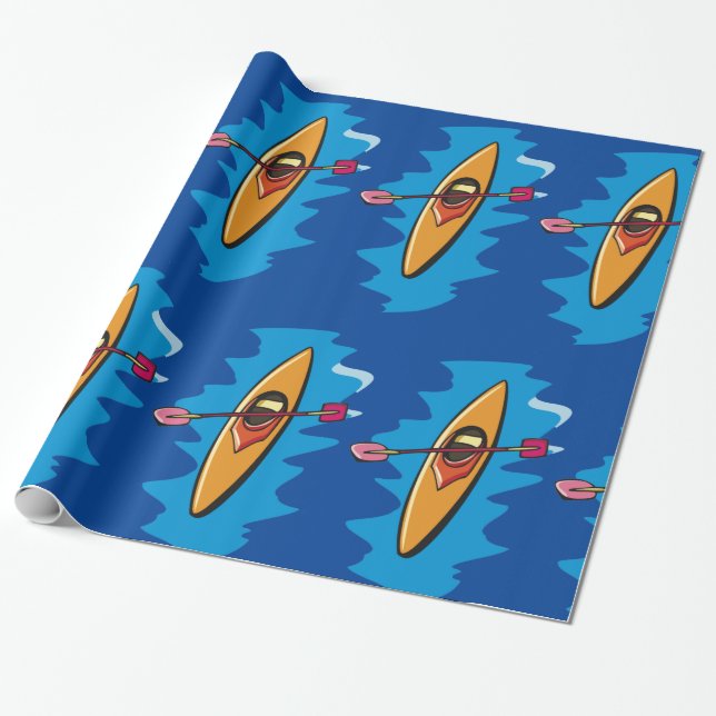 Papel De Presente Esporte Aquático Remo de Caiaque (Desenrolado)