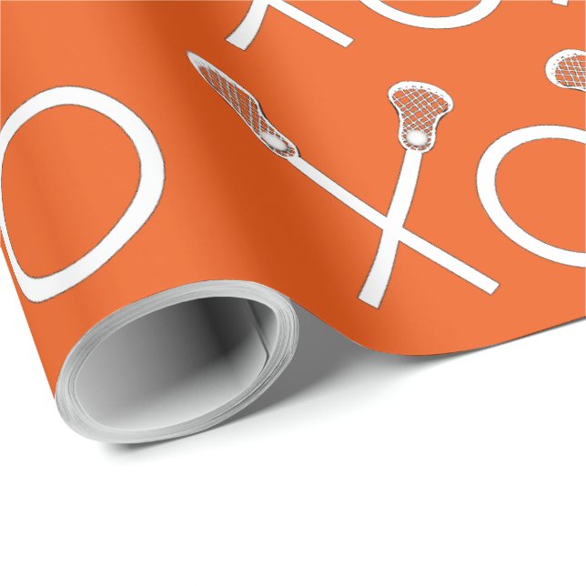 Papel De Presente Esportes de Lacrosse Laranja (Ponta do rolo)
