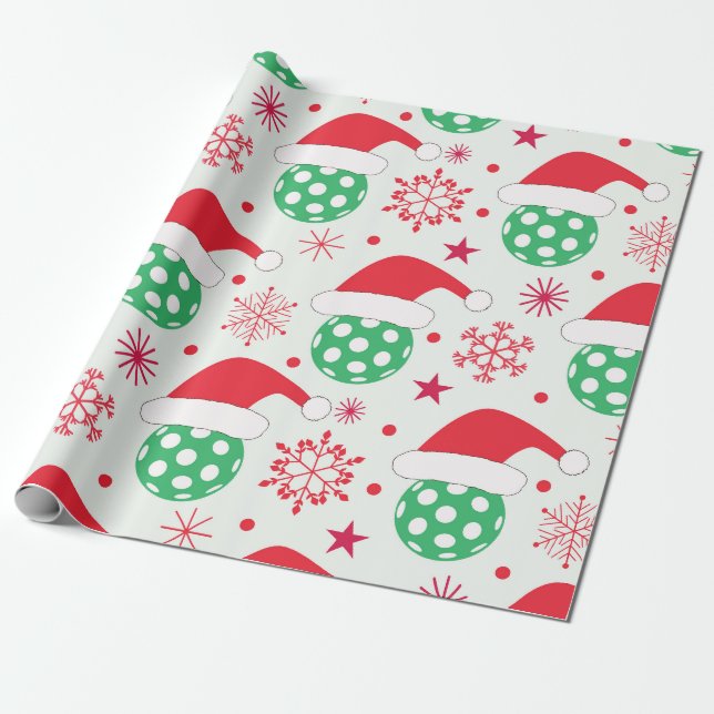 Papel De Presente Esportes de Natal Ball com Santa Hat (Desenrolado)