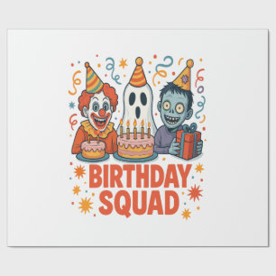 Papel De Presente Esquadrão de Aniversário de Halloween Palhaço Sini