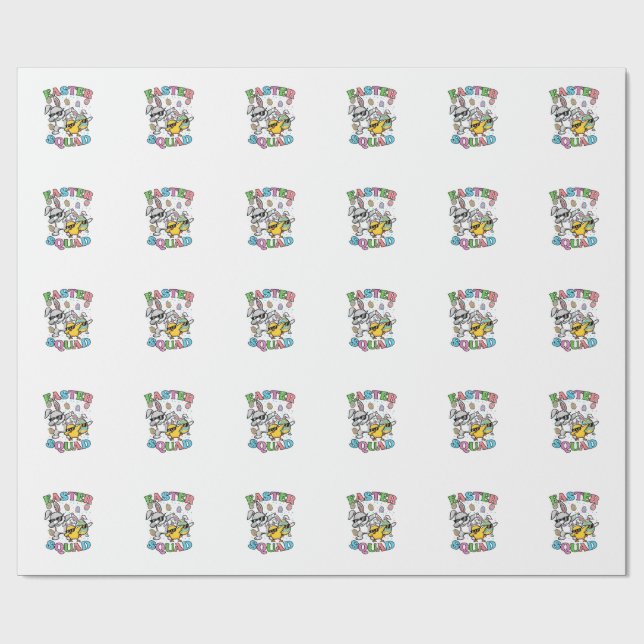 Papel De Presente Esquadrão de Páscoa Coelho Ovo Frango Dab Equipe C (Aberto)