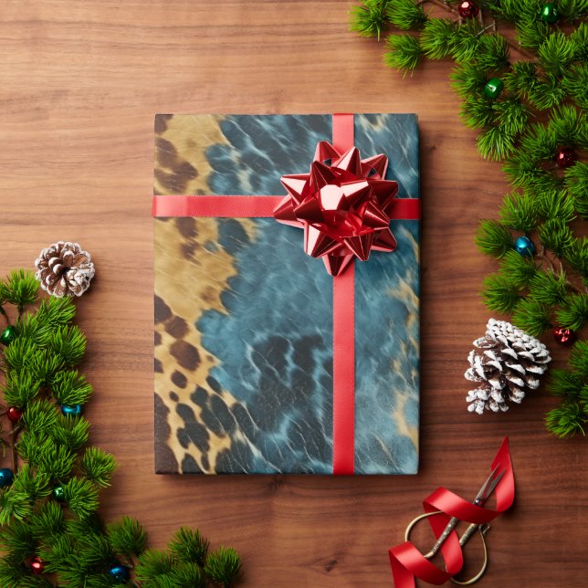 Papel De Presente Esquadrão Dourado Azul Ocidental (Presente de Natal)