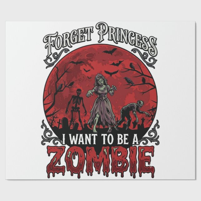 Papel De Presente Esqueça Princesa Zumbi Lua de Sangue Morcego Cemit (Aberto)