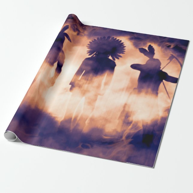 Papel De Presente Esquecidos Guerreiros Nativos Americanos Emergindo (Desenrolado)