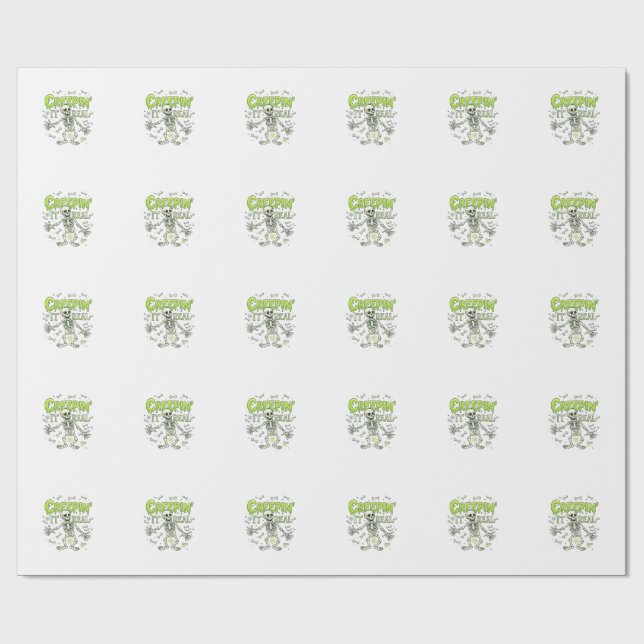 Papel De Presente Esqueleto de Aranha de Ossos de Halloween Real Cre (Aberto)