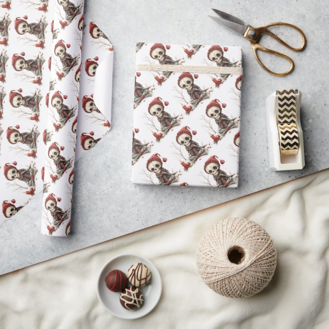 Papel De Presente Esqueleto de Natal bonito com velas (Artesanato)