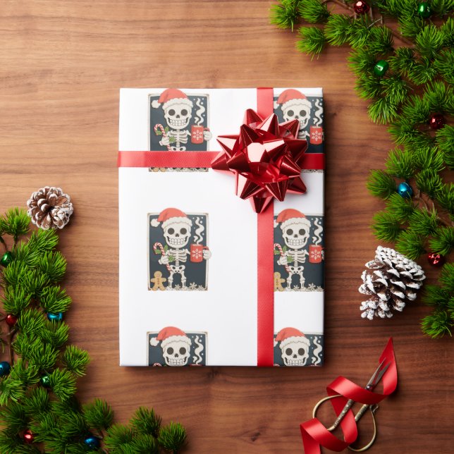 Papel De Presente Esqueleto de Natal Café Chocolate Quente Natal (Presente de Natal)