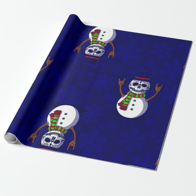 Papel De Presente esqueleto de natal gótico snowman gothmas creepmas (Desenrolado)