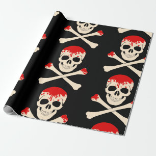 Papel De Presente esqueleto do crânio de halloween