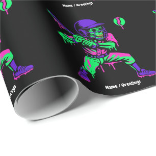 Papel De Presente Esqueleto Engraçado Batendo Sorvete Derrubando Bas