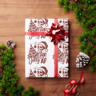 Papel De Presente Esqueleto Jolly Af Sarcástico Natal Snarque Humorí