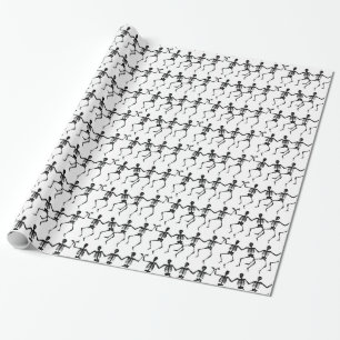 Papel De Presente Esqueletos dançando Halloween Thunder_Cove