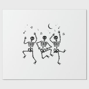 Papel De Presente Esqueletos Dançantes Engraçados de Halloween Feliz