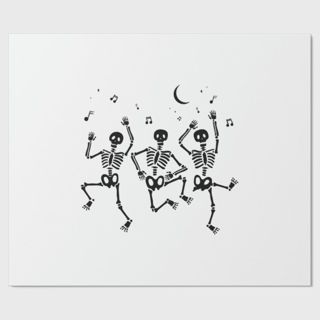 Papel De Presente Esqueletos Dançantes Engraçados de Halloween Feliz (Aberto)