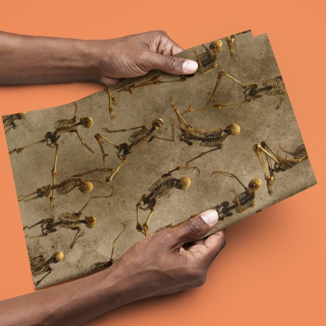 Papel De Presente Esqueletos de Halloween Dançando Assustador Sinist (Criador carregado)