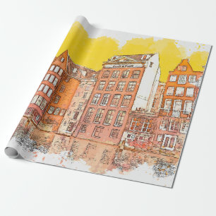 Papel De Presente Esquema de aquarela ou ilustração do tradicional a