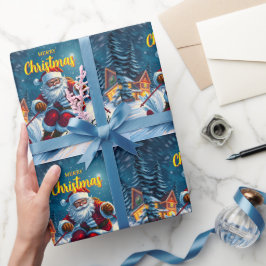 Papel De Presente Esqui de Papais noeis de Natal