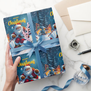 Papel De Presente Esqui de Papais noeis de Natal