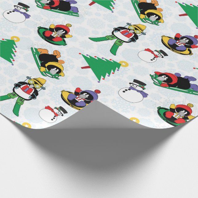 Papel De Presente Esqui de pinguim de Natal (Ponta)