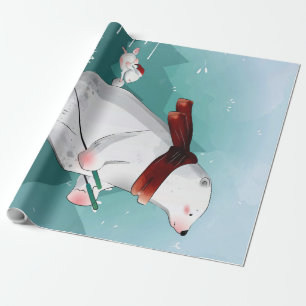 Papel De Presente Esqui do Urso Polar   Presente Para Bebê
