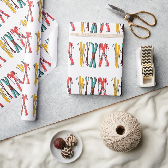 Papel De Presente Esqui engraçado esquiar esquiador colorido (Artesanato)