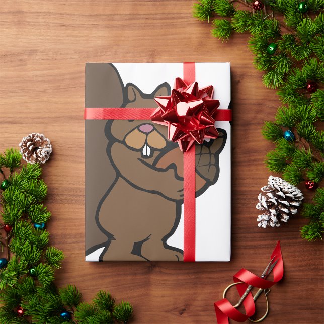 Papel De Presente Esquilo Com Bolota (Criador carregado)