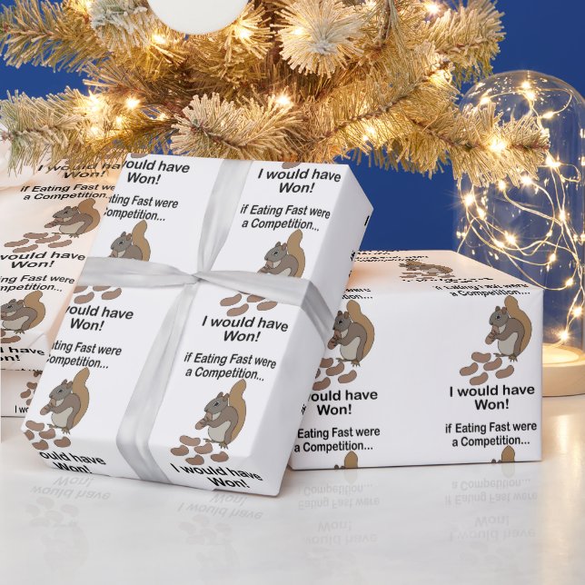 Papel De Presente Esquilo Comedor Rápido Citação Divertida (Feriados)