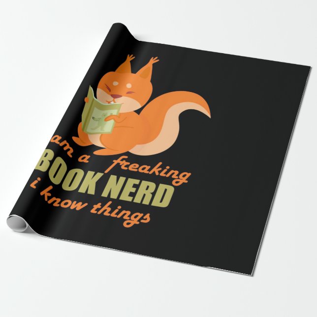 Papel De Presente Esquilo do Nerd de Livro (Desenrolado)