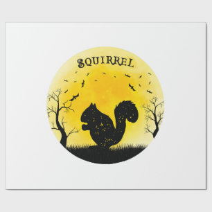 Papel De Presente Esquilo Halloween Vintage Retro Lua