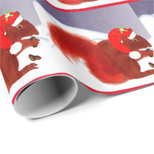 Papel De Presente Esquilo Vermelho Bonito Snowy Natal