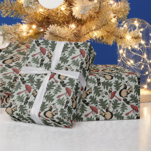 Papel De Presente Esquilos de Florestas Festivas, Bolotas e Cogumelo